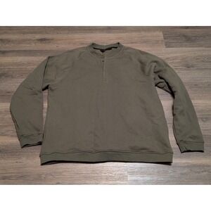 American Giant Mens XL Henley Sweatshirt Olive Green Made in USA Raglan Pullover